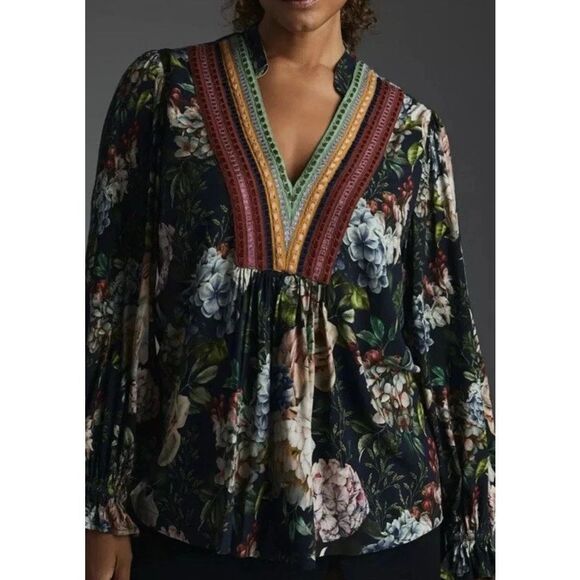 Bl-nk London x Anthropologie Women's Sz XSP Black Motif Stephanie Top - Picture 10 of 11